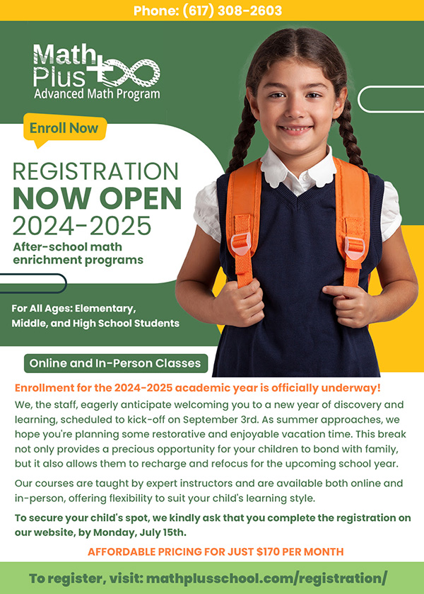 Registration for 2024-2025 school year is now open